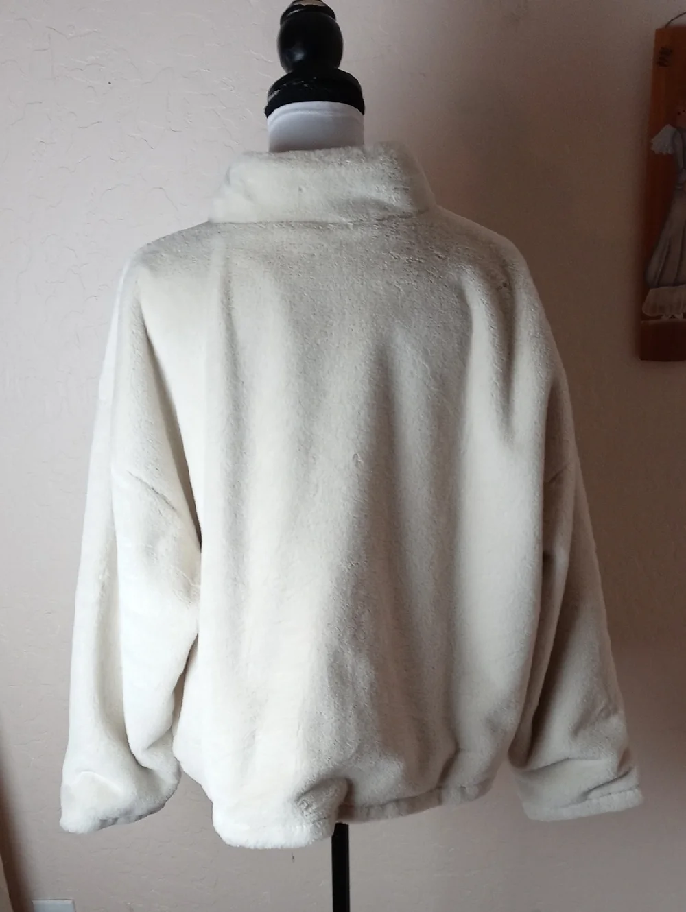 a new day Cream Plush Faux Fur Half-Zip Teddy Jacket_4